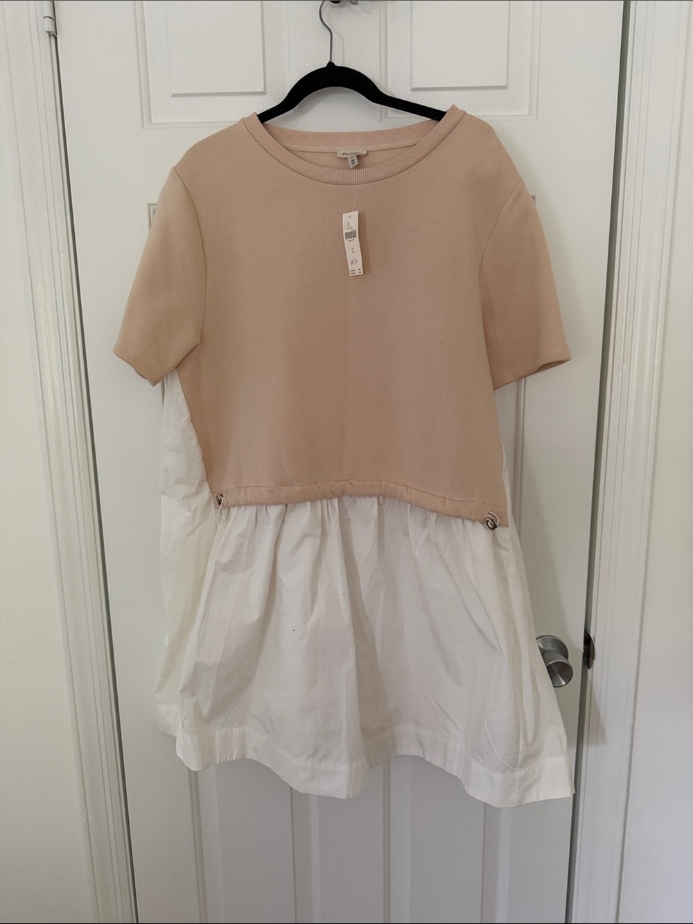 Pilcro Beige and White Two-Tone Short Sleeve Dress
